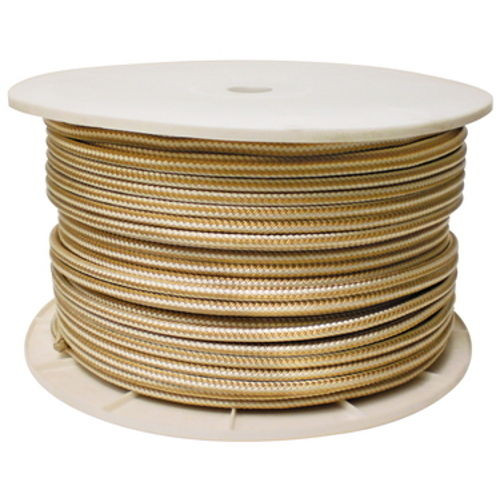 3/8 Inch x 600 Ft Gold and White Double Braid Nylon Rope Spool for Boats