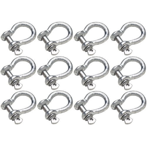 12 Pack of 5/16 Inch Galvanized Anchor Shackles - 6,600 lbs Breaking Strength