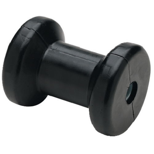 5 Inch Width Boat Trailer Black Molded Rubber Spool Roller - 1/2 Inch Hole