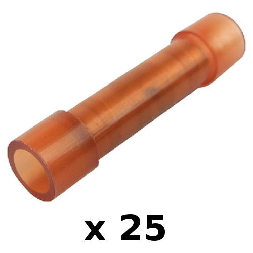 25 Pack Red 22-18 AWG Nylon Insulated Butt Connector Terminals for Boats