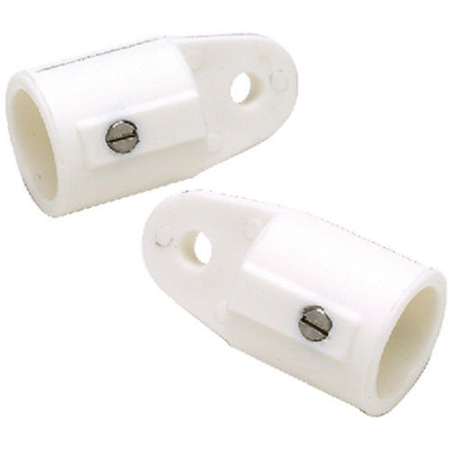 2 Pack of 7/8 Inch Round Tubing Bimini Top White Plastic External Eye Ends