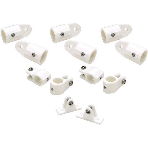 7/8 Inch Round Tubing 3 Bow Bimini Top White Plastic Fitting Kit