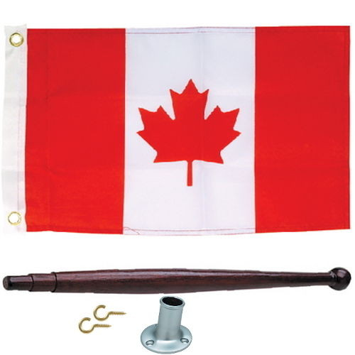 12 x 18 Canada Flag Kit for Boats - Flag, Pole and Holder