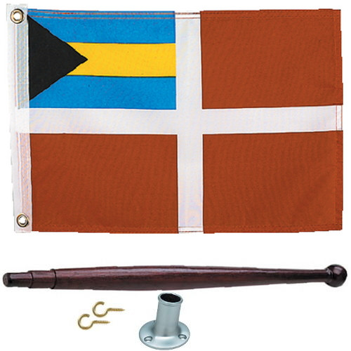 12 x 18 Bahamas Courtesy Flag Kit for Boats - Flag, Pole and Holder