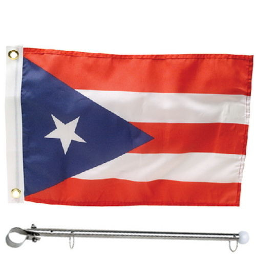 12 x 18 Puerto Rico Rail Mount Flag Kit for Boats - Flag and Pole
