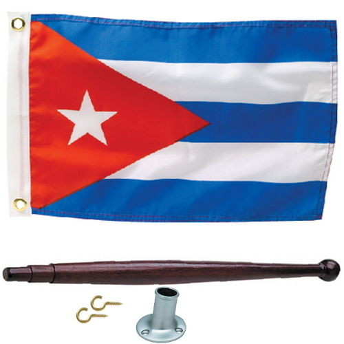 12 x 18 Cuba Flag Kit for Boats - Flag, Pole and Holder