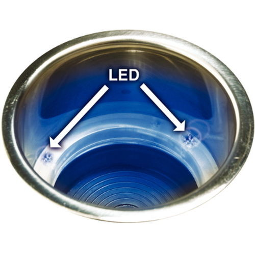 Recessed Mount Blue LED Lighted Stainless Drink Holder - Fits 3-5/8 Inch Hole