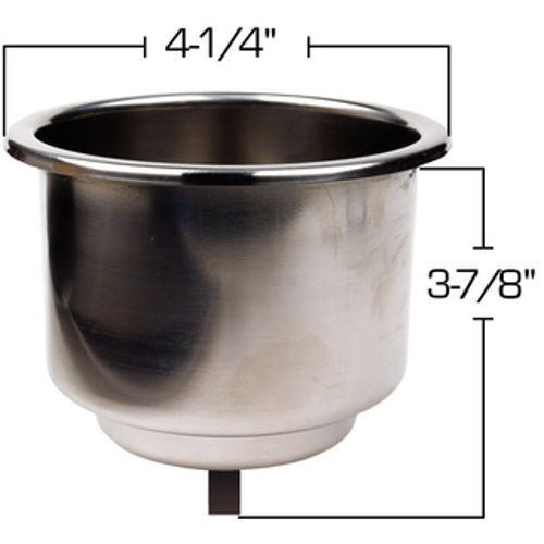 Recessed Mount Stainless Steel Drink Holder for Boats - Fits 3-5/8 Inch Hole