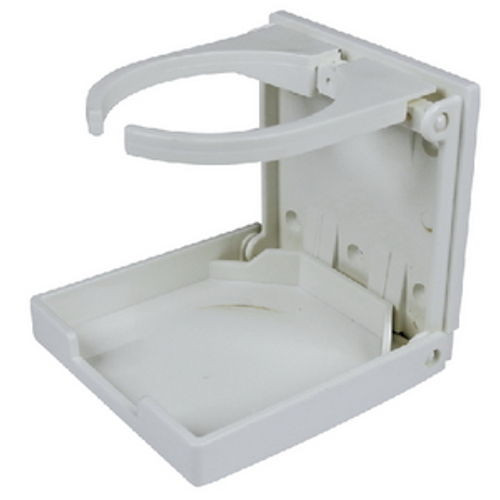 White Plastic Folding Drink Holder with Adjustable Arms for Boats