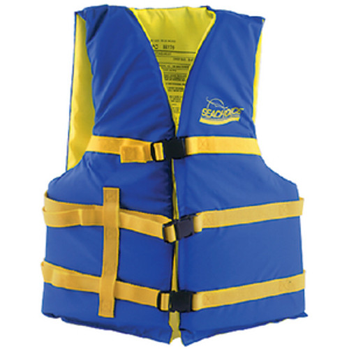 Seachoice Blue and Yellow Adult Universal Small to Large Sized Type III PFD Safety, Life & Ski Vest for Boats