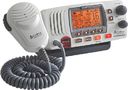 Cobra MARINEÂ® Unique Fixed Mount VHF Radio with Built-In GPS - White