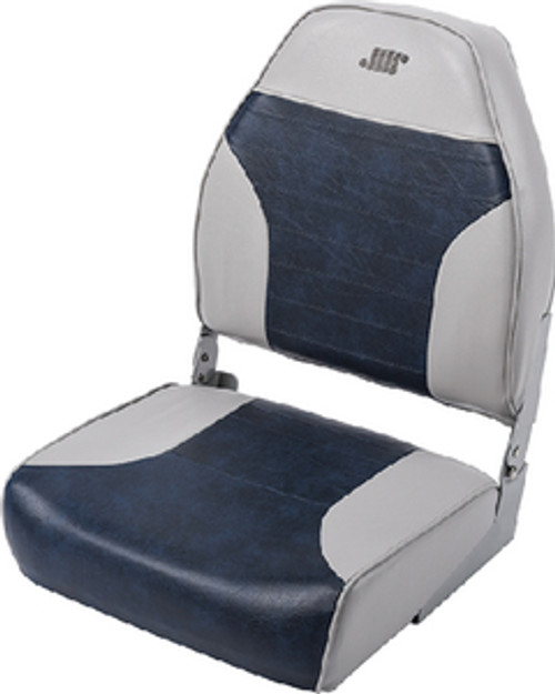 WISE - MID BACK BOAT SEAT - Color: Grey/Navy Size: 21" D x 17" W x 21Â¼" H