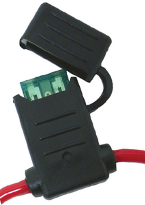 Water Resistant In Line ATO or ATC Fuse Holder with 12 AWG Wire for Boats - 30A