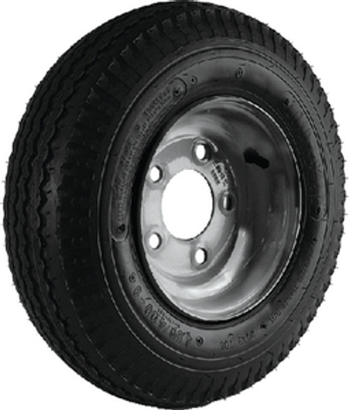 LOADSTAR - 8" BIAS TIRE AND WHEEL ASSEMBLY - Tire: 480-8 K371 Bolt Pattern: 5 on 4Â½" Wheel: Solid Finish: Galvanized Load Range: B Ply: 4 Max Load: 590 lbs.