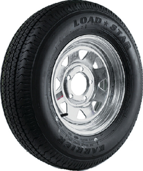 LOADSTAR - 13" BIAS AND ST RADIAL TIRE AND WHEEL ASSEMBLIES - Tire: ST175/80D-13 K550 BIAS  Bolt Pattern: 5 on 4Â½" Wheel: Spoke Finish: Galvanized Load Range: C Ply: 6 Max Load: 1360 lbs