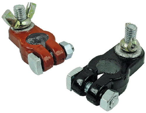 Pack of 2 Epoxy Coated Clamp on Type to Wing Nut Type Battery Terminals