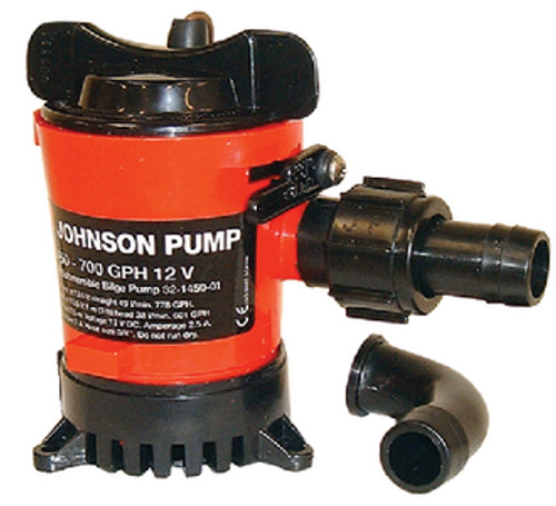 Johnson PumpÂ® - CARTRIDGE BILGE PUMP - GPH: 750 Hose: Â¾" Volts: 12 Amps: 3