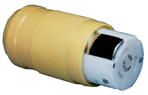 MARINCOÂ®  - 50A FEMALE CONNECTOR AND MALE PLUG - Rating: 50A, 125/250V Description: Female Connector Color: Yellow