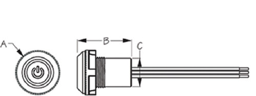 SEA-DOGÂ® LINE - LED PUSH BUTTON ON/OFF SWITCH - A: 1-3/16" B: 1-7/16" C: â…ž" Amps: 20 Volts: 12/24