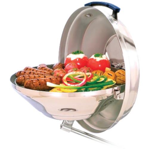 Magma Marine Kettle Party Size Charcoal Grill with Hinged Lid for Boats