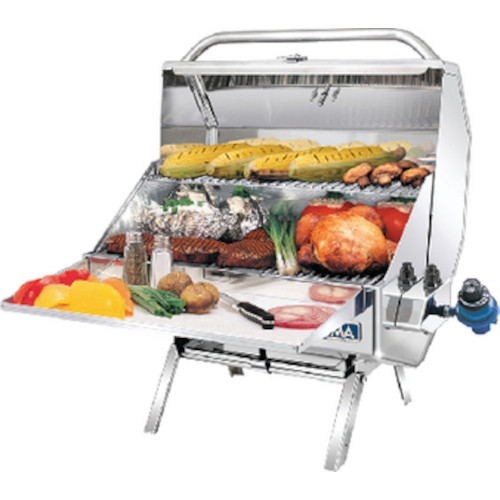 Magma Stainless Steel Catalina II Classic Gas Grill with Fold-Away Legs for Boat