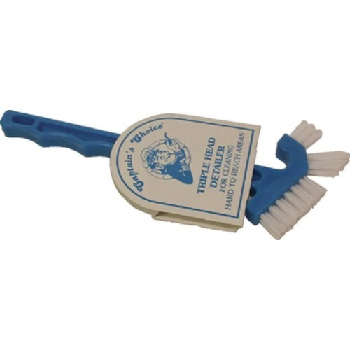 Captain's Choice Triple Head Detail Scrub Brush - 7 Inch Length