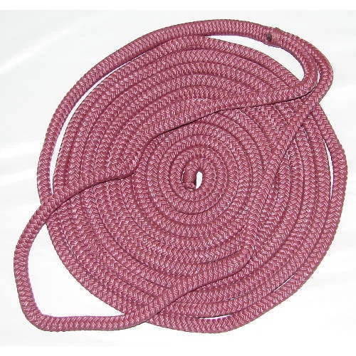 3/8 Inch x 15 Ft Burgundy Double Braid Nylon Mooring and Docking Line for Boats