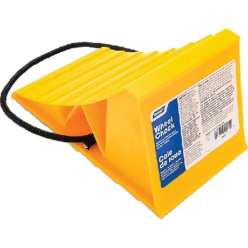 Camco Heavy-Duty Plastic Yellow Wheel Chock with Rope for Boat Trailers and More