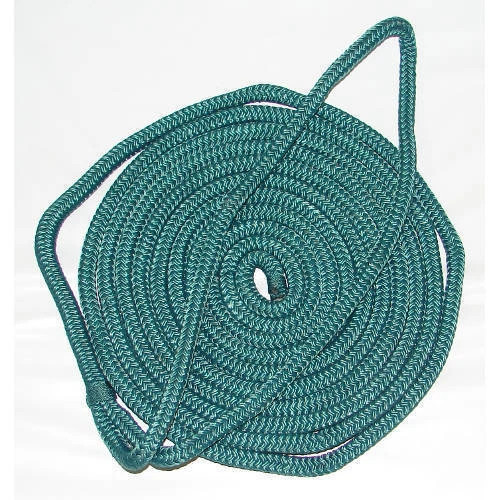 1/2 x 15 Ft Forest Green Double Braid Nylon Mooring and Docking Line for Boats