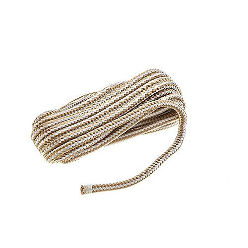 3/8 x 25 Ft Gold & White Double Braid Nylon Mooring and Docking Line for Boats