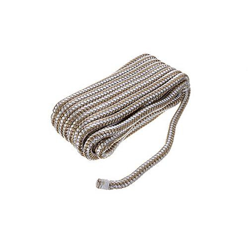 3/8 x 20 Ft Gold & White Double Braid Nylon Mooring and Docking Line for Boats