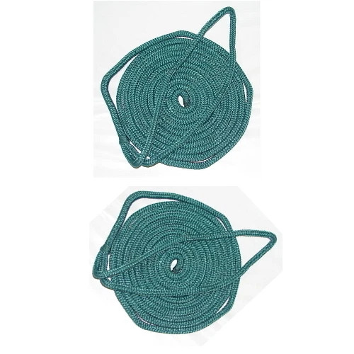 1/4 Inch x 6 Ft Forest Green Double Braid Nylon Fender Lines for Boats - 2 Pack