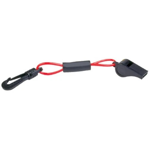 Black and Red Floating Signal Whistle with Lanyard for Boats, PWCs, Kayaks