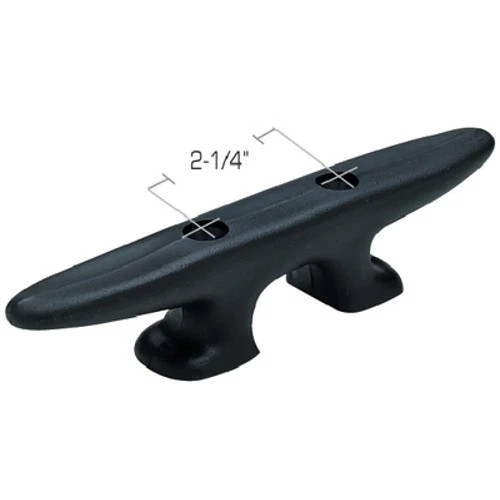 Seachoice 8 Inch Black Plastic Hollow Base Cleat for Boats and Docks
