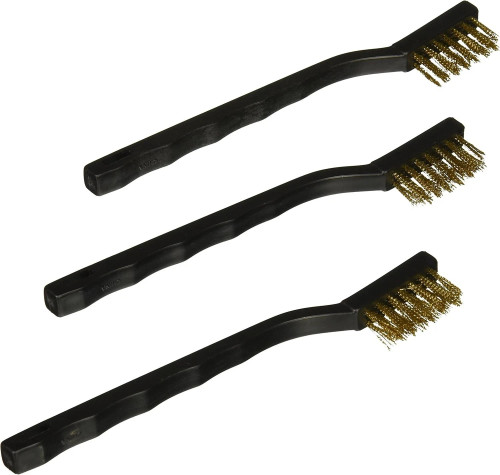 Hyde Tools 7 Inch Long Handle Brass Bristle Mini Brush - 3 Pack