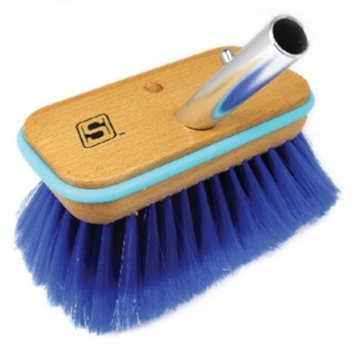 Seachoice 6 Inch Wood Deck Brush with Bumper, Extra Soft Bristles