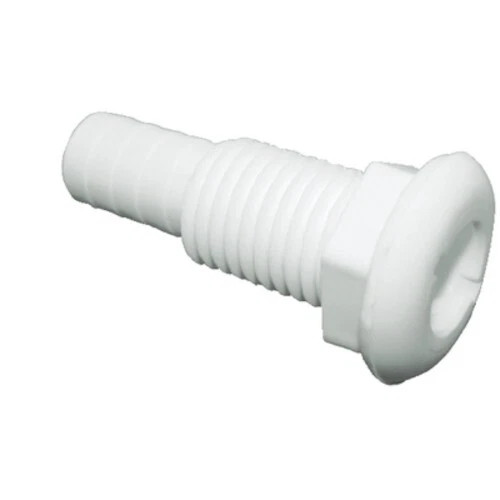 T-H Marine Straight Plastic Thru Hull Fitting for 1-1/8 Inch Hose - White
