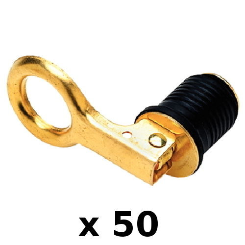 50 Pack of 1 Inch Brass Snap Lock Neoprene Drain Plug for Boats