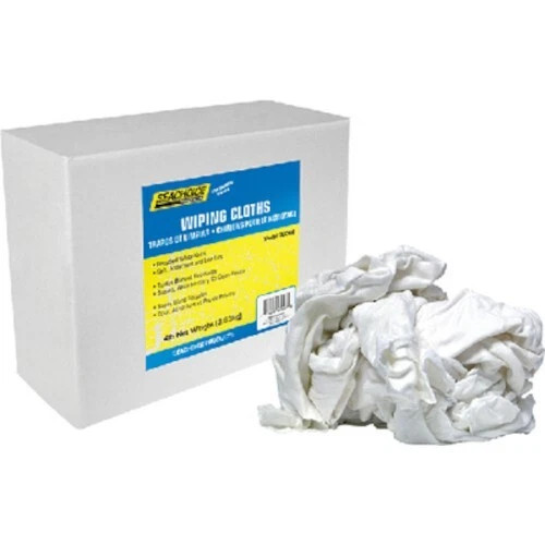 Seachoice Recycled Low Lint White Knit Wiping Cloths - 4 lb. Box