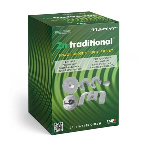 Martyr 2004-Present Mercruiser Bravo III Anode Kit, Zinc - for Salt Water