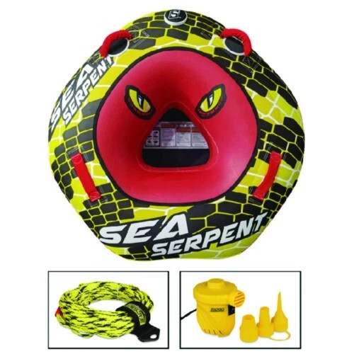 Seachoice 50 x 48 Inch 1 Rider Sea Serpent Open Top Towable Tube Bundle Boats