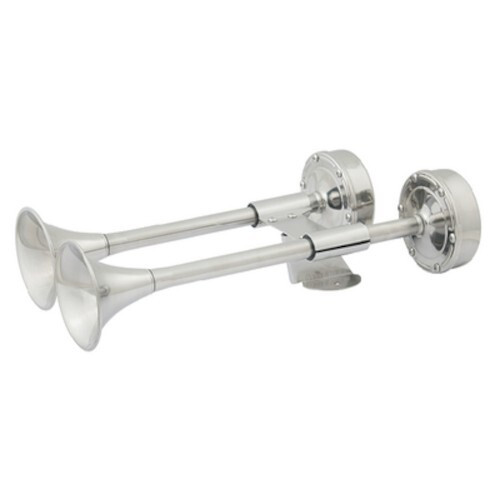 16 Inch Stainless Steel Compact Dual Trumpet Electric Boat Horn - 110 db