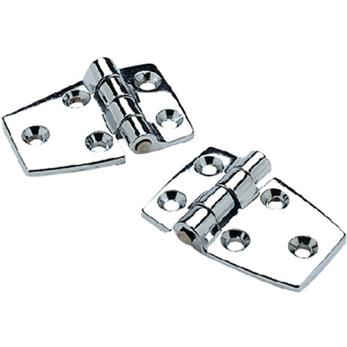 2 Pack of 2-1/4 x 1-1/2 Inch Chrome Plated Zinc Short Side Hinges for Boats