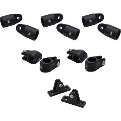 3/4 Inch Round Tubing 3 Bow Bimini Top Black Plastic Fitting Kit ...