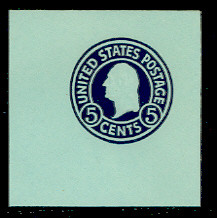 U445 5c Blue on Blue, Mint Full Corner