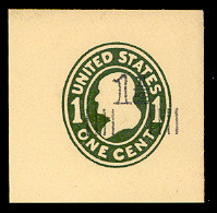 U511 1 1/2c on 1c Green on Amber, die 1, Mint Full Corner, 45 x 45