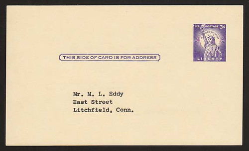 UX46var UPSS# S63i 3c Statue of Liberty Unused Postal Card
