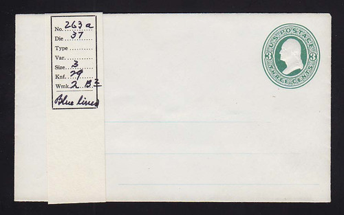 U82 UPSS # 172A 3c Green on White, Mint Entire with Ruled Lines