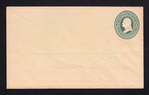 U84 UPSS # 196A 3c Green on Cream, Mint Entire with Ruled Lines