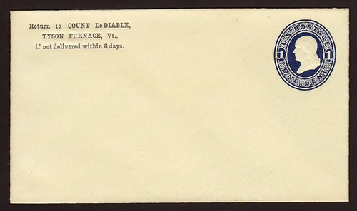 U109 UPSS # 255 1c Dark Blue on Amber, die 1, Mint Entire, CC